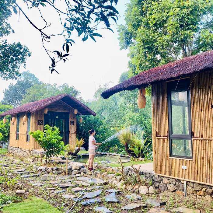 Mô hình Farmstay Đà Nẵng - Thiết kế giản dị với vật liệu làm từ gỗ, thân thiện với môi trường